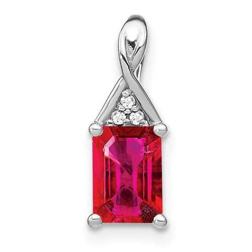 14k-white-gold-emerald-shape-ruby-and-diamond-pendant-SolomonJeweler-Wichita-KS-CustomJewelry