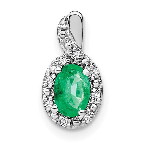 14k-white-gold-oval-emerald-and-diamond-pendant-SolomonJeweler-Wichita-KS-CustomJewelry