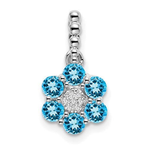 14k-white-gold-blue-topaz-and-diamond-floral-pendant-SolomonJeweler-Wichita-KS-CustomJewelry
