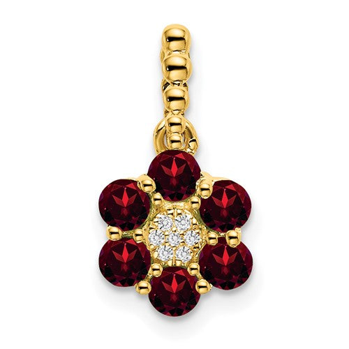 14k-garnet-and-diamond-floral-pendant-SolomonJeweler-Wichita-KS-CustomJewelry