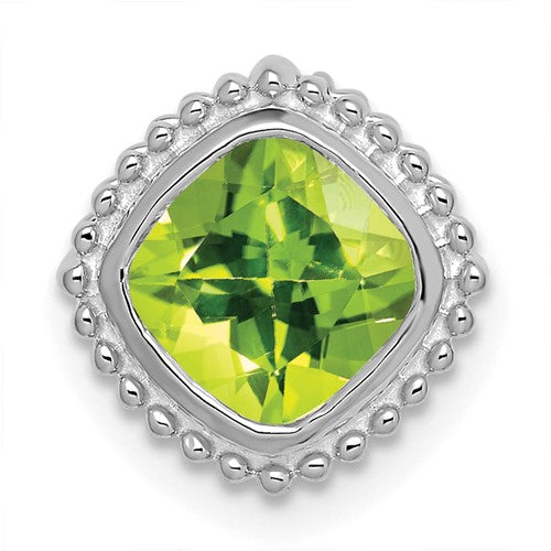 14k-white-gold-cushion-peridot-chain-slide-SolomonJeweler-Wichita-KS-CustomJewelry