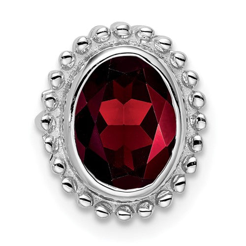 14k-white-gold-oval-garnet-chain-slide-SolomonJeweler-Wichita-KS-CustomJewelry