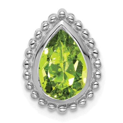 14k-white-gold-pear-peridot-chain-slide-SolomonJeweler-Wichita-KS-CustomJewelry