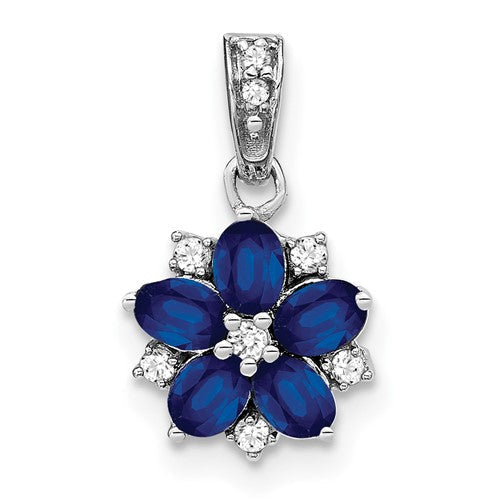 14k-white-gold-sapphire-and-diamond-floral-pendant-SolomonJeweler-Wichita-KS-CustomJewelry