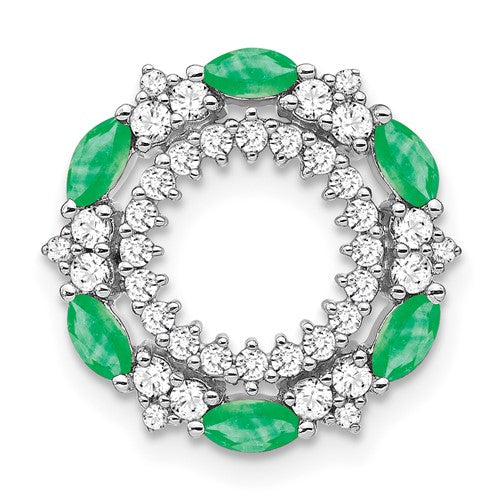 14k-white-gold-emerald-and-diamond-circle-chain-slide-SolomonJeweler-Wichita-KS-CustomJewelry