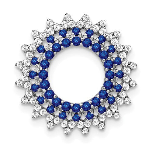 14k-white-gold-sapphire-and-diamond-sunburst-chain-slide-SolomonJeweler-Wichita-KS-CustomJewelry