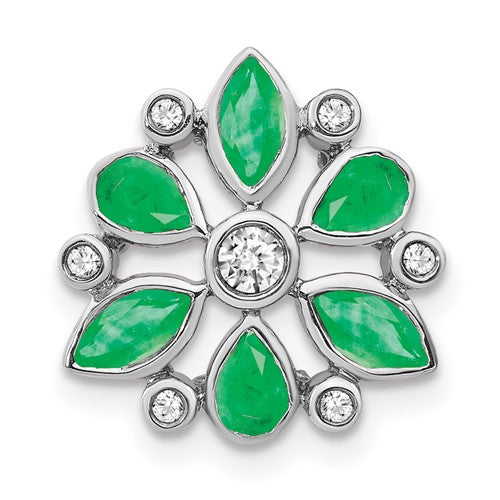 14k-white-gold-emerald-and-diamond-chain-slide-SolomonJeweler-Wichita-KS-CustomJewelry