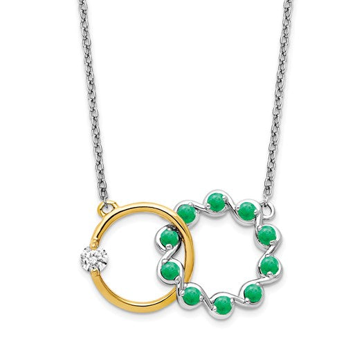 14k-two-tone-emerald-and-diamond-18in-circles-necklace-SolomonJeweler-Wichita-KS-CustomJewelry