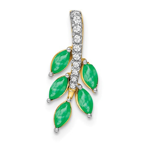 14k-emerald-and-diamond-leaf-chain-slide-SolomonJeweler-Wichita-KS-CustomJewelry