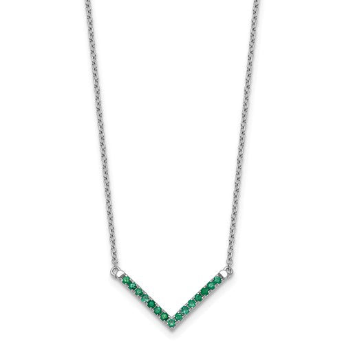 14k-white-gold-emerald-18in-v-necklace-SolomonJeweler-Wichita-KS-CustomJewelry