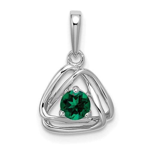 14k-white-gold-created-emerald-triangle-pendant-SolomonJeweler-Wichita-KS-CustomJewelry
