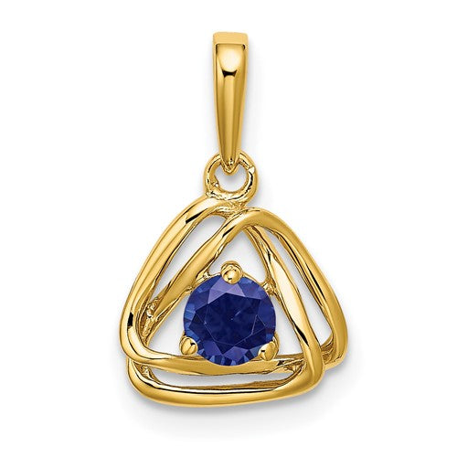 14k-created-sapphire-triangle-pendant-SolomonJeweler-Wichita-KS-CustomJewelry
