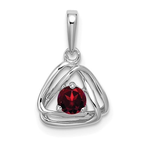 14k-white-gold-garnet-triangle-pendant-SolomonJeweler-Wichita-KS-CustomJewelry