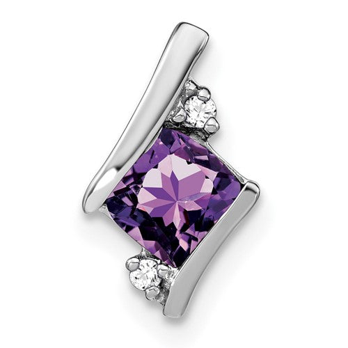 14k-white-gold-cushion-amethyst-and-diamond-chain-slide-SolomonJeweler-Wichita-KS-CustomJewelry