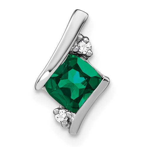 14k-white-gold-cushion-cr-emerald-and-diamond-chain-slide-SolomonJeweler-Wichita-KS-CustomJewelry