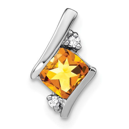 14k-white-gold-cushion-citrine-and-diamond-chain-slide-SolomonJeweler-Wichita-KS-CustomJewelry
