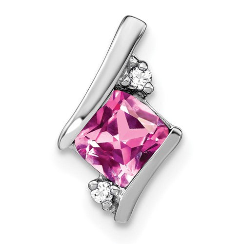 14k-white-gold-cushion-cr-pink-sapphire-and-diamond-chain-slide-SolomonJeweler-Wichita-KS-CustomJewelry
