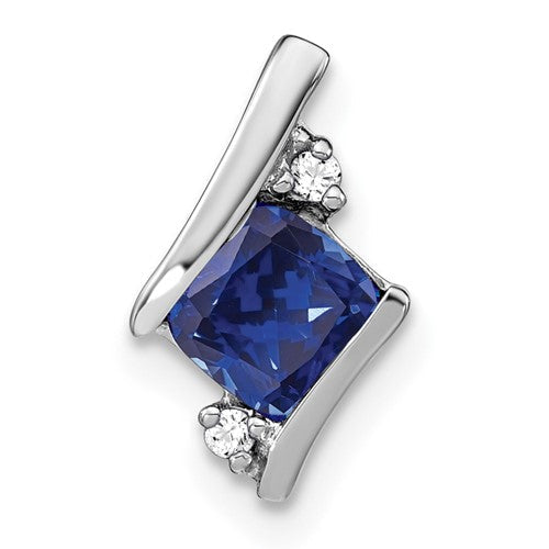 14k-white-gold-cushion-cr-sapphire-and-diamond-chain-slide-SolomonJeweler-Wichita-KS-CustomJewelry