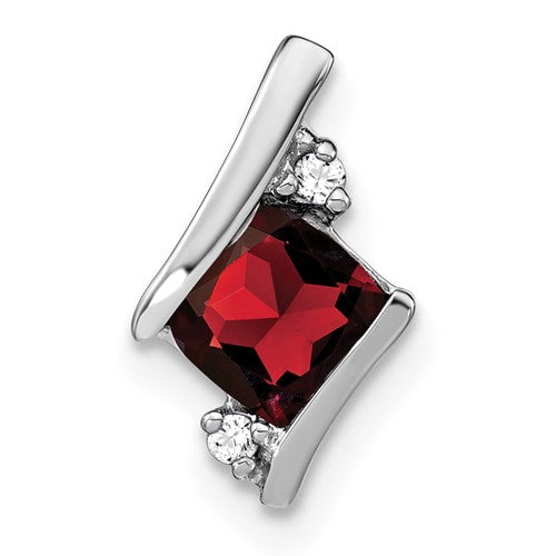 14k-white-gold-cushion-garnet-and-diamond-chain-slide-SolomonJeweler-Wichita-KS-CustomJewelry