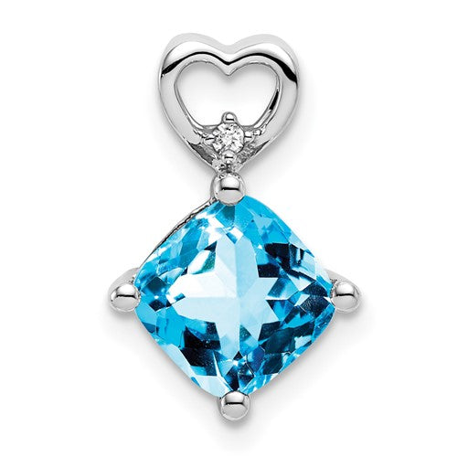 14k-white-gold-blue-topaz-and-diamond-heart-chain-slide-SolomonJeweler-Wichita-KS-CustomJewelry