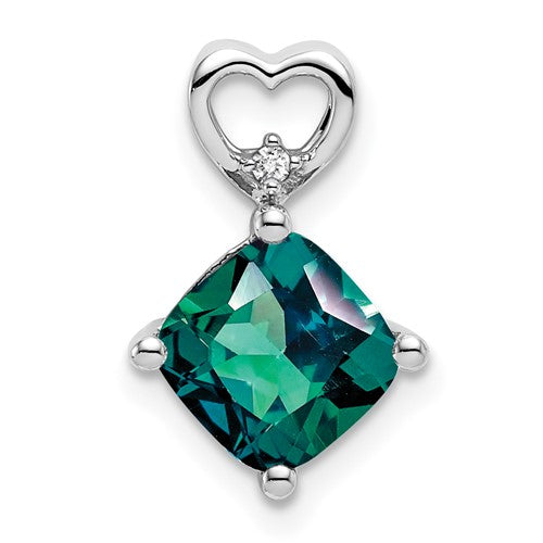 14k-white-gold-created-alexandrite-and-diamond-heart-chain-slide-SolomonJeweler-Wichita-KS-CustomJewelry