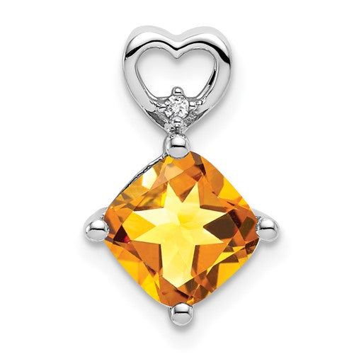 14k-white-gold-citrine-and-diamond-heart-chain-slide-SolomonJeweler-Wichita-KS-CustomJewelry