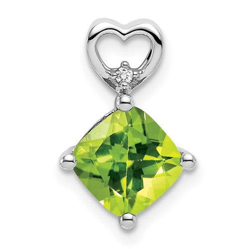 14k-white-gold-peridot-and-diamond-heart-chain-slide-SolomonJeweler-Wichita-KS-CustomJewelry