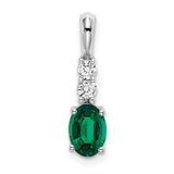 14k-white-gold-oval-created-emerald-and-diamond-pendant-SolomonJeweler-Wichita-KS-CustomJewelry