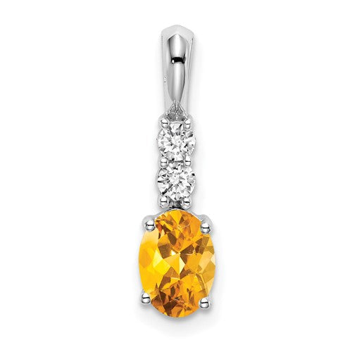 14k-white-gold-oval-citrine-and-diamond-pendant-SolomonJeweler-Wichita-KS-CustomJewelry