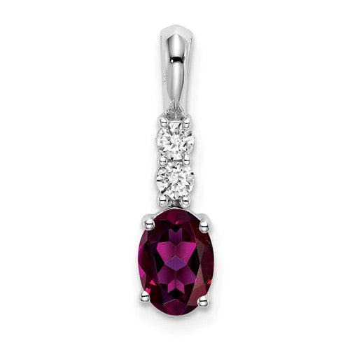 14k-white-gold-oval-rhodolite-garnet-and-diamond-pendant-SolomonJeweler-Wichita-KS-CustomJewelry