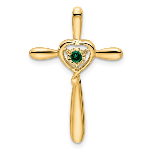 14k-created-emerald-cross-w-heart-chain-slide-SolomonJeweler-Wichita-KS-CustomJewelry