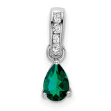 14k-white-gold-pear-created-emerald-and-diamond-pendant-SolomonJeweler-Wichita-KS-CustomJewelry