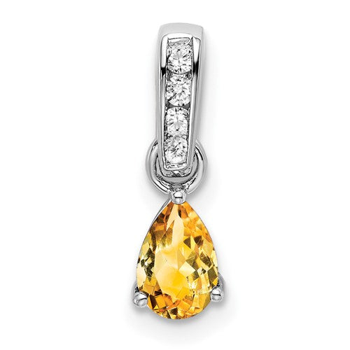 14k-white-gold-pear-citrine-and-diamond-pendant-SolomonJeweler-Wichita-KS-CustomJewelry