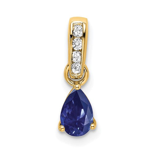 14k-pear-created-sapphire-and-diamond-pendant-SolomonJeweler-Wichita-KS-CustomJewelry