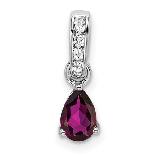 14k-white-gold-pear-rhodolite-garnet-and-diamond-pendant-SolomonJeweler-Wichita-KS-CustomJewelry