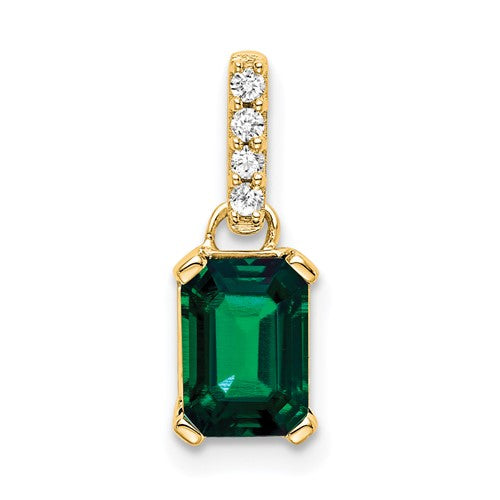 14k-created-emerald-and-diamond-pendant-SolomonJeweler-Wichita-KS-CustomJewelry
