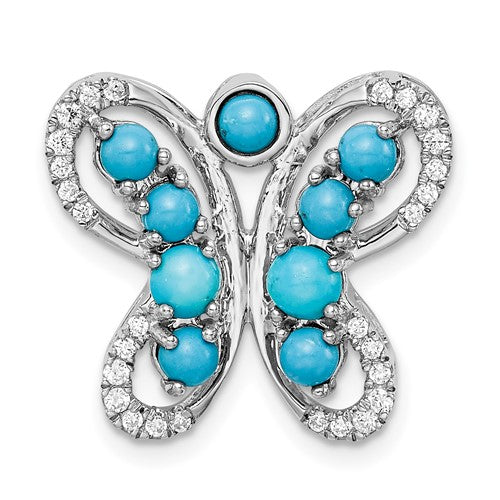 14k-white-gold-turquoise-and-white-topaz-butterfly-chain-slide-SolomonJeweler-Wichita-KS-CustomJewelry