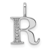 14K white gold diamond letter R initial pendant with sparkling diamonds, designed for elegant gold pendants and charms.