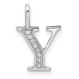 14K white gold diamond letter Y initial pendant, elegant jewelry charm with sparkling diamonds from Solomon Jewelers.