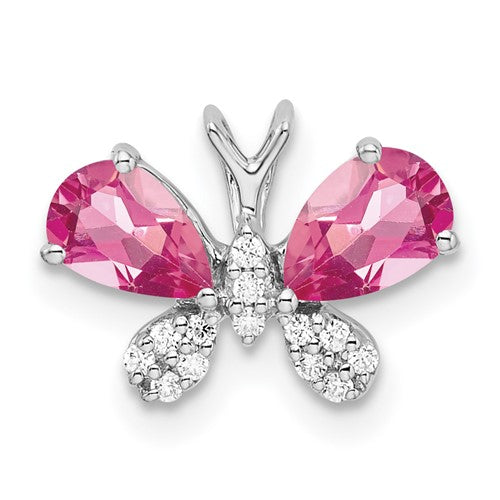 14k-white-gold-pink-tourmaline-diamond-butterfly-chain-slide-SolomonJeweler-Wichita-KS-CustomJewelry