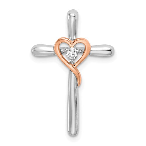 14k-two-tone-white-rose-cross-w-heart-diamond-chain-slide-SolomonJeweler-Wichita-KS-CustomJewelry