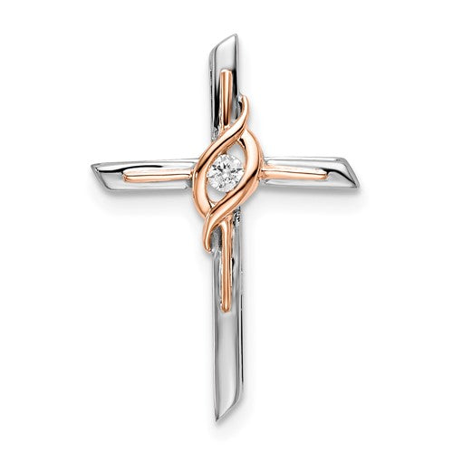 14k-two-tone-white-rose-diamond-cross-chain-slide-SolomonJeweler-Wichita-KS-CustomJewelry