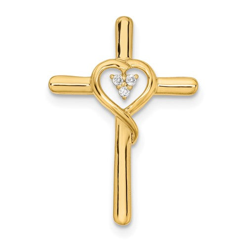 14k-polished-cross-with-heart-diamond-chain-slide-SolomonJeweler-Wichita-KS-CustomJewelry