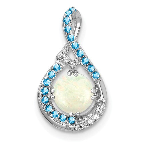 14k-white-gold-blue-topaz-opal-diamond-chain-slide-SolomonJeweler-Wichita-KS-CustomJewelry