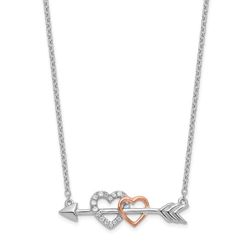 14k-two-tone-diamond-hearts-on-arrow-18in-necklace-SolomonJeweler-Wichita-KS-CustomJewelry
