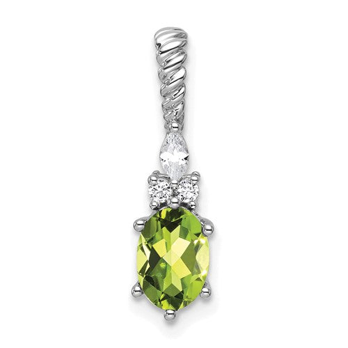 14k-white-gold-polished-diamond-and-peridot-twisted-chain-slide-SolomonJeweler-Wichita-KS-CustomJewelry