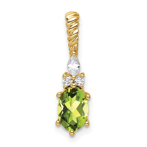 14k-polished-diamond-and-peridot-twisted-chain-slide-SolomonJeweler-Wichita-KS-CustomJewelry