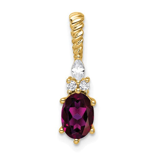 14k-polished-diamond-and-rhodolite-garnet-twisted-chain-slide-SolomonJeweler-Wichita-KS-CustomJewelry
