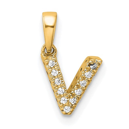 14k-diamond-letter-v-initial-with-bail-pendant-SolomonJeweler-Wichita-KS-CustomJewelry