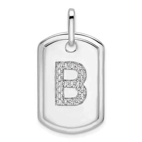 14k-white-gold-diamond-initial-b-dog-tag-charm-SolomonJeweler-Wichita-KS-CustomJewelry